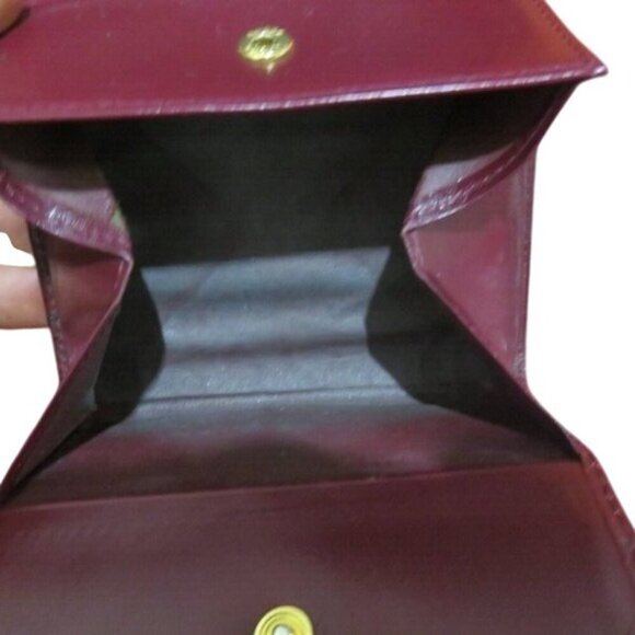 Givenchy Vintage Burgundy Ostrich Croc Embossed Leather Trifold Wallet coin case - Picture 8 of 14